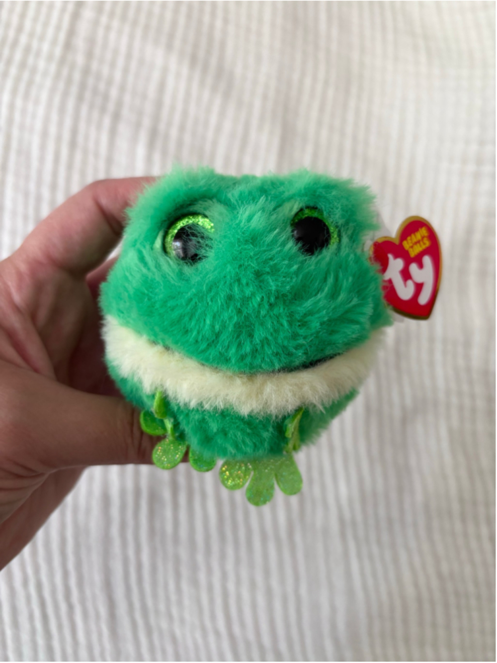 Ty Gilly Green Frog Beanie Ball Stuffed Animal One Size